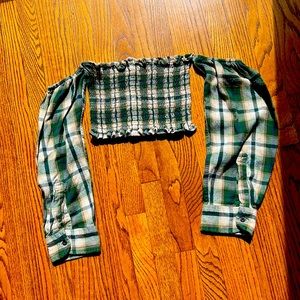 Furst of a Kind flannel tube top w sleeves